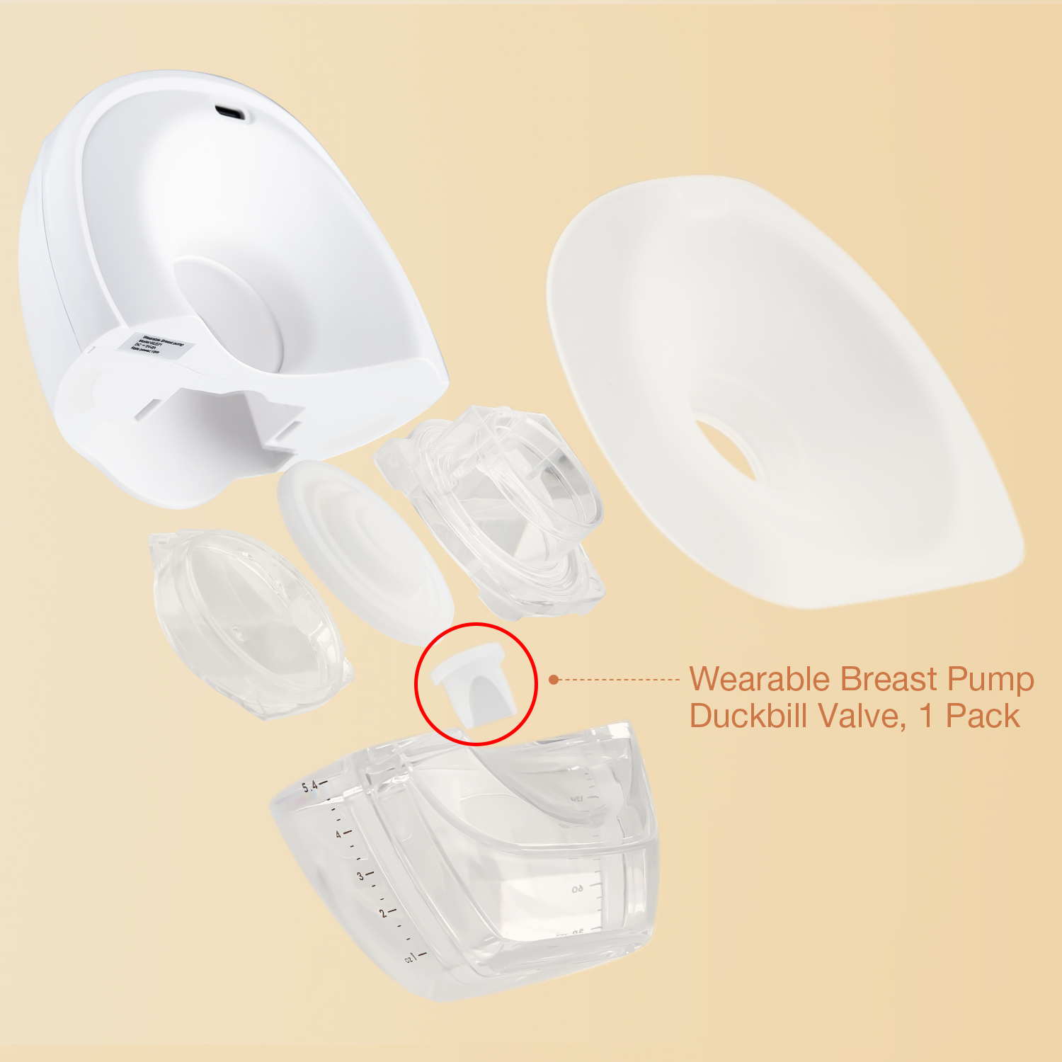 MISSAA Silicone Duckbill Valves Compatible With GLE21 Wearable Breast Pump, 1 Pack