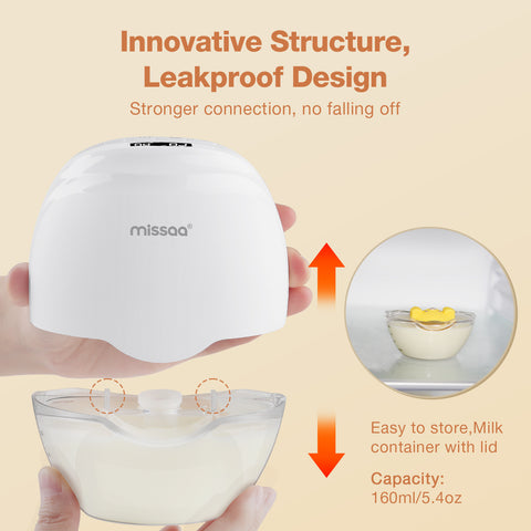 MISSAA Breast Pump Hands Free, Efficiently Double Wearable Breast Pump with 3 Modes & 8 Levels, Leak-Proof & Longest Battery Smart Display Electric Pump Portable with 4 Flange Sizes, 2 Pack White