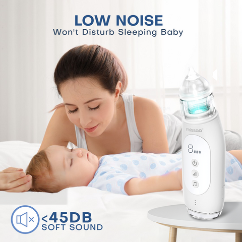MISSAA Baby Nasal Aspirator Electric, Nasal Aspirator for Baby Toddler with 3 Levels Suction Baby Nose Sucker Self-Cleaning Automatic Nose Cleaner with Pause, Music, Light
